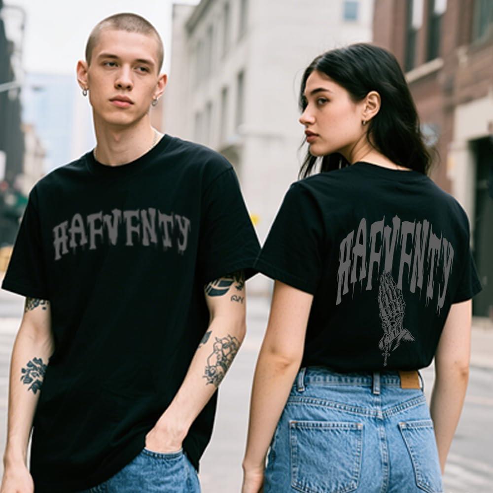 imageUOUA Mens Graphic Tees Vintage TShirts Oversized Letter Print Casual Crewneck Cotton Top Short Sleeve Rapper StreetwearPray Hand Graphic