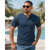 imageUOUA 2pcs Mens Henley Shirts Short Sleeve Casual TShirts Cotton Basic Tops01 BlackNavyblue