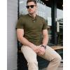imageUOUA 2pcs Mens Henley Shirts Short Sleeve Casual TShirts Cotton Basic Tops01 KhakiArmygreen