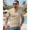imageUOUA 2pcs Mens Henley Shirts Short Sleeve Casual TShirts Cotton Basic Tops01 KhakiArmygreen