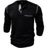 imageUOUA 2pcs Mens Henley Shirts Short Sleeve Casual TShirts Cotton Basic Tops02 BlackNavyblue