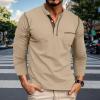 imageUOUA 2pcs Mens Henley Shirts Short Sleeve Casual TShirts Cotton Basic Tops02 KhakiArmygreen