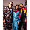 imageUOUA 80s Outfit Men 90s Tracksuit Costumes Halloween 70s Windbreaker Jacket Track Suit 2 Piece Hip Hop SetBlackprint