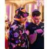 imageUOUA 80s Outfit Men 90s Tracksuit Costumes Halloween 70s Windbreaker Jacket Track Suit 2 Piece Hip Hop SetBlackprint