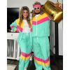 imageUOUA 80s Outfit Men 90s Tracksuit Costumes Halloween 70s Windbreaker Jacket Track Suit 2 Piece Hip Hop SetMintgreen