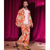 imageUOUA 80s Outfit Men 90s Tracksuit Costumes Halloween 70s Windbreaker Jacket Track Suit 2 Piece Hip Hop SetOrangeprint