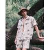 imageUOUA 80s Outfit for Men 90s Color Block Costumes 2 Piece Retro Short Sleeve Jacket ampamp Shorts Set for PartyBeige Branches