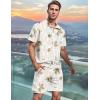 imageUOUA 80s Outfit for Men 90s Color Block Costumes 2 Piece Retro Short Sleeve Jacket ampamp Shorts Set for PartyBeige Branches