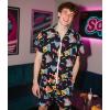 imageUOUA 80s Outfit for Men 90s Color Block Costumes 2 Piece Retro Short Sleeve Jacket ampamp Shorts Set for PartyBlackprint