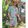 imageUOUA 80s Outfit for Men 90s Color Block Costumes 2 Piece Retro Short Sleeve Jacket ampamp Shorts Set for PartyGreenishprint