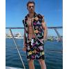 imageUOUA Men 80s Outfit 90s Costume 2 Piece Shorts Set Themed Party ClothesBlack Print
