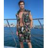 imageUOUA Men 80s Outfit 90s Costume 2 Piece Shorts Set Themed Party ClothesGreenplants Tiger