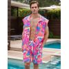 imageUOUA Men 80s Outfit 90s Costume 2 Piece Shorts Set Themed Party ClothesPink Print
