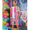 imageUOUA Men 80s Outfit 90s Costume 2 Piece Shorts Set Themed Party ClothesPink Print