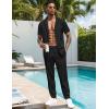 imageUOUA Mens 2 Piece Outfits Summer Casual Short Sleeve Button Down Shirt ampamp Long Pants Sets Beach Vacation Suits TracksuitsClassicblack