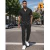 imageUOUA Mens 2 Piece Outfits Summer Casual Short Sleeve Button Down Shirt ampamp Long Pants Sets Beach Vacation Suits TracksuitsClassicblack