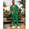 imageUOUA Mens 2 Piece Outfits Summer Casual Short Sleeve Button Down Shirt ampamp Long Pants Sets Beach Vacation Suits TracksuitsClassicemerald