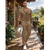 imageUOUA Mens 2 Piece Outfits Summer Casual Short Sleeve Button Down Shirt ampamp Long Pants Sets Beach Vacation Suits TracksuitsClassickhaki