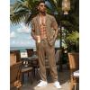imageUOUA Mens 2 Piece Outfits Summer Casual Short Sleeve Button Down Shirt ampamp Long Pants Sets Beach Vacation Suits TracksuitsClassickhaki