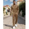 imageUOUA Mens 2 Piece Outfits Summer Casual Short Sleeve Button Down Shirt ampamp Long Pants Sets Beach Vacation Suits TracksuitsClassickhaki
