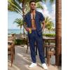 imageUOUA Mens 2 Piece Outfits Summer Casual Short Sleeve Button Down Shirt ampamp Long Pants Sets Beach Vacation Suits TracksuitsClassicnavyblue