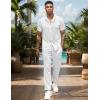 imageUOUA Mens 2 Piece Outfits Summer Casual Short Sleeve Button Down Shirt ampamp Long Pants Sets Beach Vacation Suits TracksuitsClassicwhite