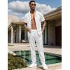 imageUOUA Mens 2 Piece Outfits Summer Casual Short Sleeve Button Down Shirt ampamp Long Pants Sets Beach Vacation Suits TracksuitsClassicwhite