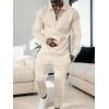 imageUOUA Mens 2 Piece Set Casual Outfits Polo Long Sleeve Shirt ampamp Pants Track Suit Loungewear Athletic SweatsuitBeige
