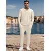 imageUOUA Mens 2 Piece Set Casual Outfits Polo Long Sleeve Shirt ampamp Pants Track Suit Loungewear Athletic SweatsuitBeige