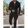 imageUOUA Mens 2 Piece Set Casual Outfits Polo Long Sleeve Shirt ampamp Pants Track Suit Loungewear Athletic SweatsuitBlack