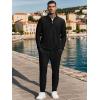 imageUOUA Mens 2 Piece Set Casual Outfits Polo Long Sleeve Shirt ampamp Pants Track Suit Loungewear Athletic SweatsuitBlack