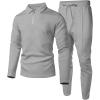 imageUOUA Mens 2 Piece Set Casual Outfits Polo Long Sleeve Shirt ampamp Pants Track Suit Loungewear Athletic SweatsuitGrey