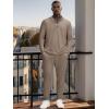 imageUOUA Mens 2 Piece Set Casual Outfits Polo Long Sleeve Shirt ampamp Pants Track Suit Loungewear Athletic SweatsuitKhaki