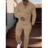 imageUOUA Mens 2 Piece Set Casual Outfits Polo Long Sleeve Shirt ampamp Pants Track Suit Loungewear Athletic SweatsuitKhaki