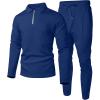 imageUOUA Mens 2 Piece Set Casual Outfits Polo Long Sleeve Shirt ampamp Pants Track Suit Loungewear Athletic SweatsuitRoyal Blue
