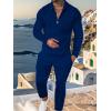 imageUOUA Mens 2 Piece Set Casual Outfits Polo Long Sleeve Shirt ampamp Pants Track Suit Loungewear Athletic SweatsuitRoyal Blue