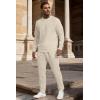 imageUOUA Mens 2 Piece Sweat Suits Set Long Sleeve Sweatshirt Jogging Sweatpants Tracksuits OutfitsBeige