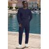 imageUOUA Mens 2 Piece Sweat Suits Set Long Sleeve Sweatshirt Jogging Sweatpants Tracksuits OutfitsNavy Blue