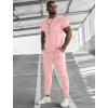 imageUOUA Mens 2 Piece Sweatsuits Outfits Short Sleeve Pullover Loungewear ampamp Joggers Sweatpants Summer Casual Track Suits Set Pink M 3XL