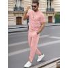 imageUOUA Mens 2 Piece Sweatsuits Outfits Short Sleeve Pullover Loungewear ampamp Joggers Sweatpants Summer Casual Track Suits Set Pink M 3XL