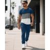 imageUOUA Mens 2 Piece Sweatsuits Outfits Short Sleeve Pullover Loungewear ampamp Joggers Sweatpants Summer Casual Track Suits SetBlueblockgrey