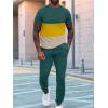 imageUOUA Mens 2 Piece Sweatsuits Outfits Short Sleeve Pullover Loungewear ampamp Joggers Sweatpants Summer Casual Track Suits SetGreenblockyellow