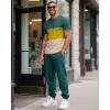 imageUOUA Mens 2 Piece Sweatsuits Outfits Short Sleeve Pullover Loungewear ampamp Joggers Sweatpants Summer Casual Track Suits SetGreenblockyellow