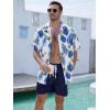 imageUOUA Mens Beach 2 Piece Outfits Hawaiian Flower Button Down Shirts and Shorts Sets BlueMonstera XL