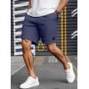 imageUOUA Mens Casual 7quot Shorts Drawstring Elastic Waist Texture Summer Beach Sweat Shorts with PocketsNavyblue
