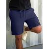 imageUOUA Mens Casual 7quot Shorts Drawstring Elastic Waist Texture Summer Beach Sweat Shorts with PocketsNavyblue