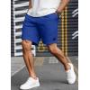 imageUOUA Mens Casual 7quot Shorts Drawstring Elastic Waist Texture Summer Beach Sweat Shorts with PocketsRoyalblue
