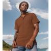 imageUOUA Mens Casual Button Down Shirts Short Sleeve Summer Textured Tops for Beach VacationBrown