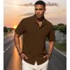 imageUOUA Mens Casual Button Down Shirts Short Sleeve Summer Textured Tops for Beach VacationBrown