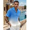 imageUOUA Mens Casual Button Down Shirts Short Sleeve Summer Textured Tops for Beach VacationGradient Blue